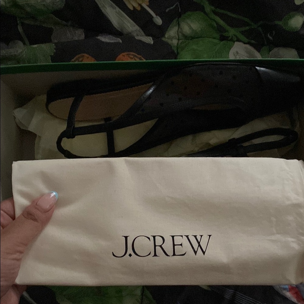 J. Crew Anya Flats Swiss Dot Slingbacks with Cap Toe - Picture 3 of 6